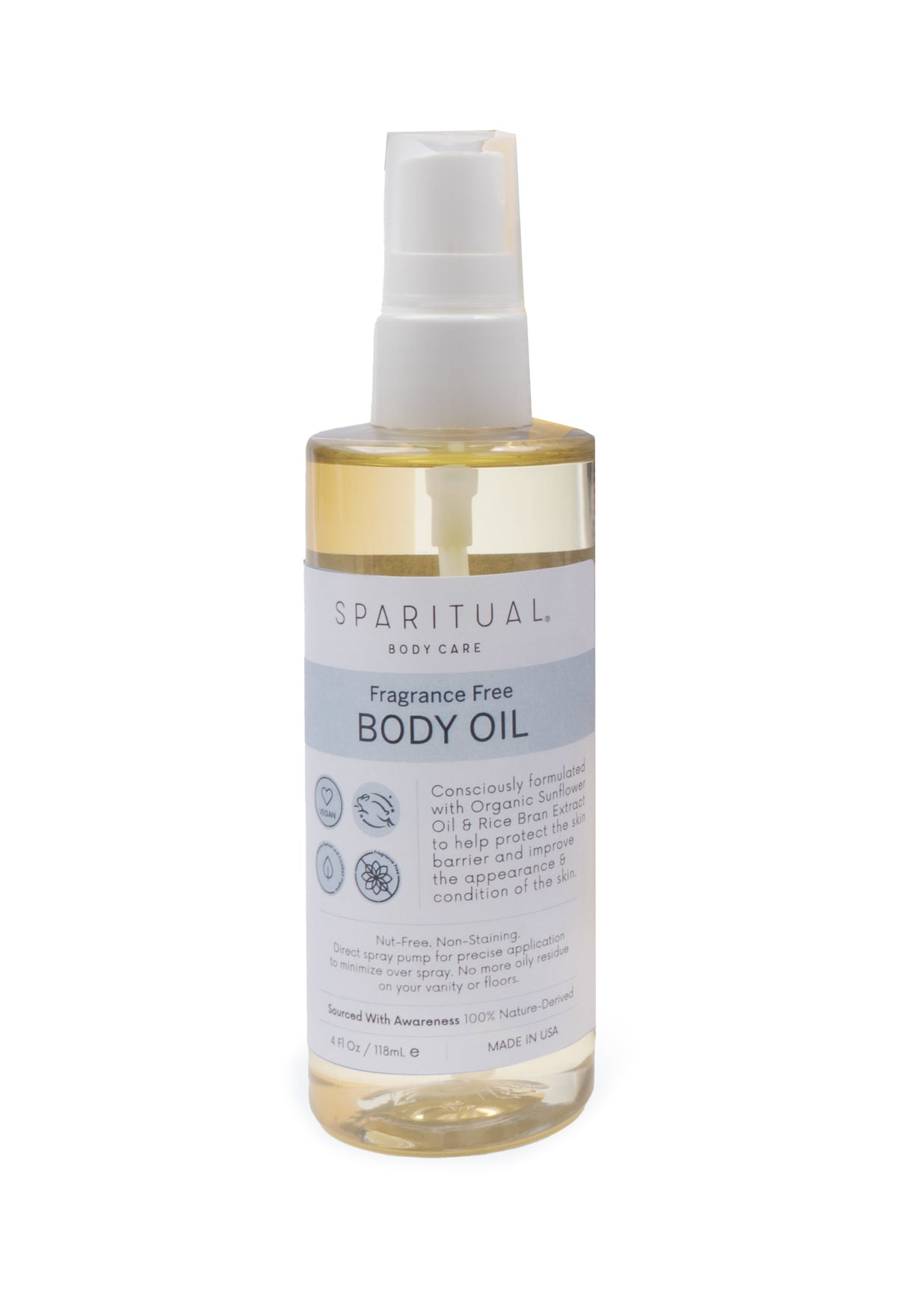 SpaRitual Fragrance Free Body Oil, 4 oz